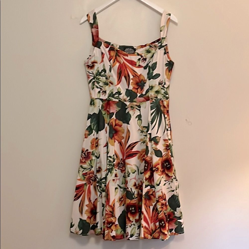 Hearts & Roses tropical fit and flare vintage style dress size 8